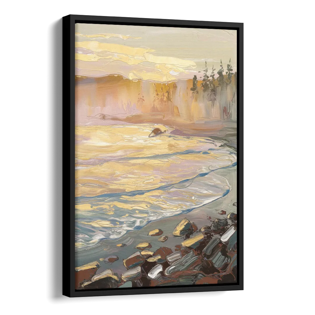 Traverse City Coastal Sunrise Side - Black Canvas Wall Art