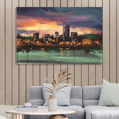 Traverse City Downtown Skyline Living Room - Canvas Wall Art