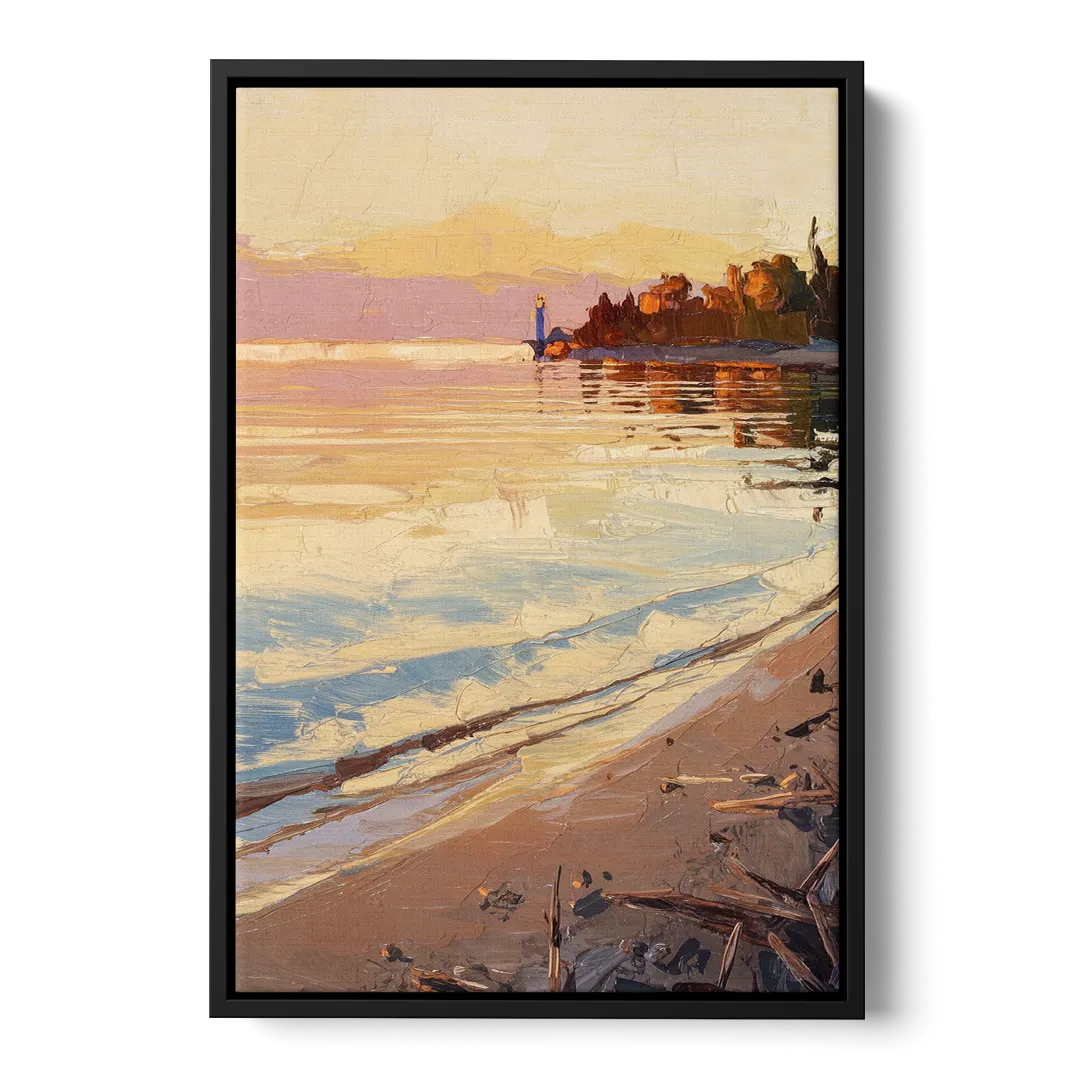 Traverse City Grand Traverse Bay Front - Black Canvas Wall Art