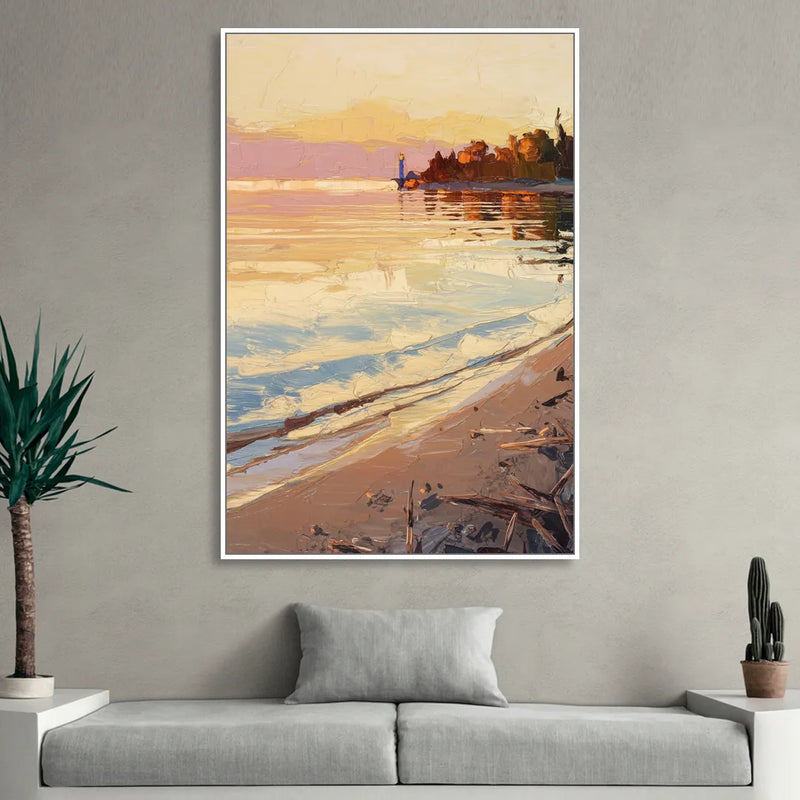 Traverse City Grand Traverse Bay Living Room - White Canvas Wall Art
