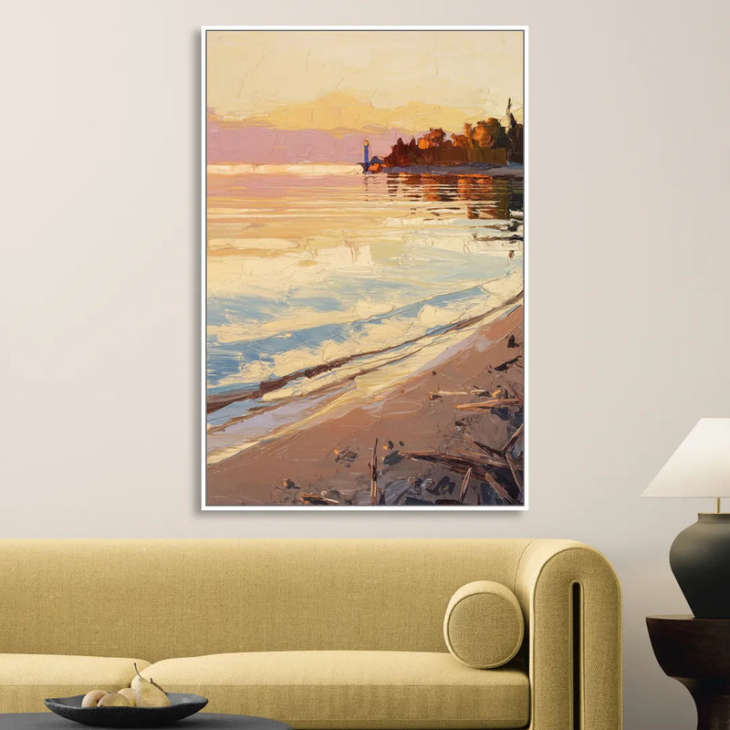 Traverse City Grand Traverse Bay Sitting Room - White Canvas Wall Art