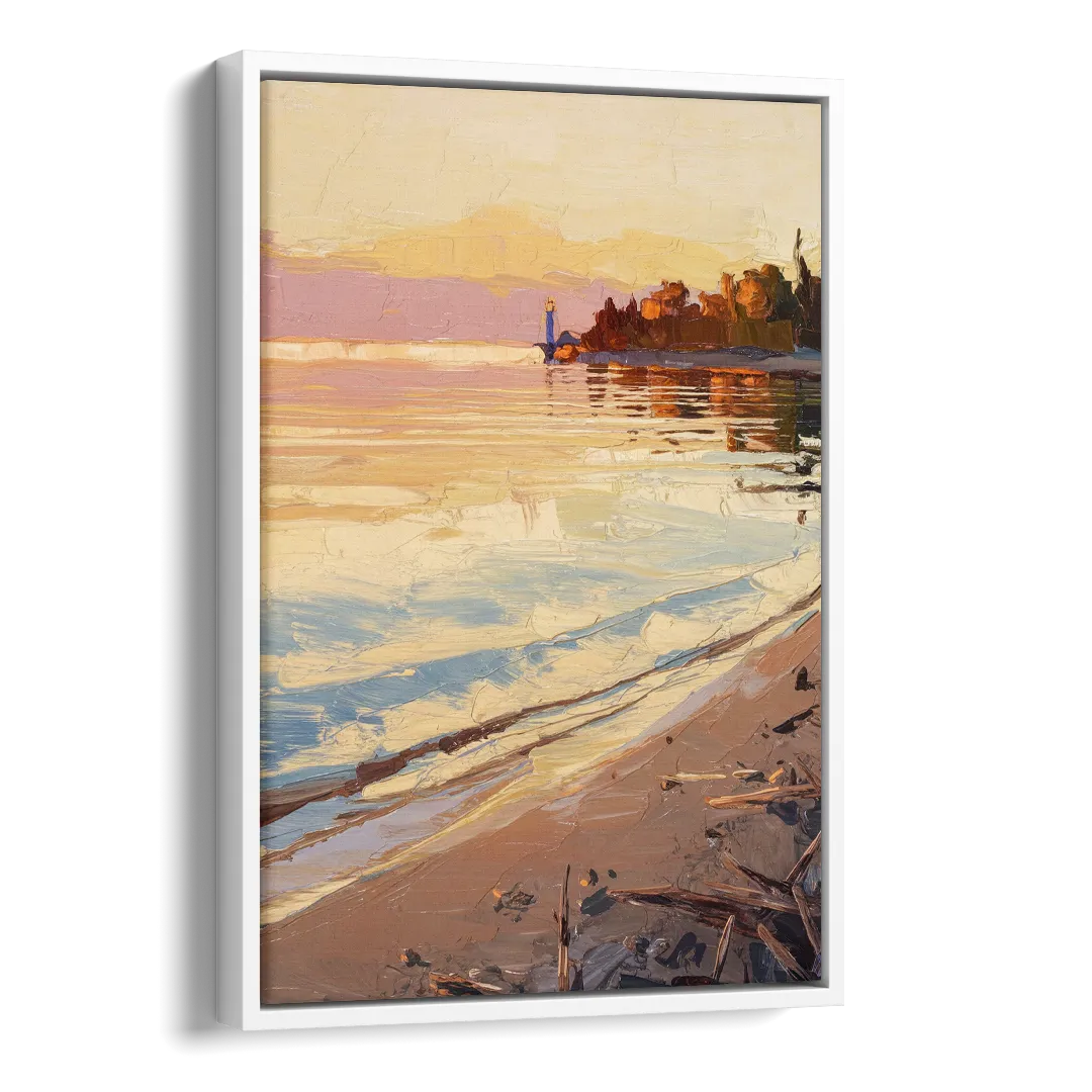 Traverse City Grand Traverse Bay Side - White Canvas Wall Art