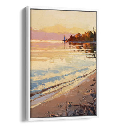 Traverse City Grand Traverse Bay Side - White Canvas Wall Art