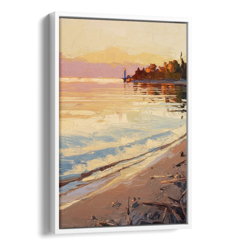Traverse City Grand Traverse Bay Side - White Canvas Wall Art