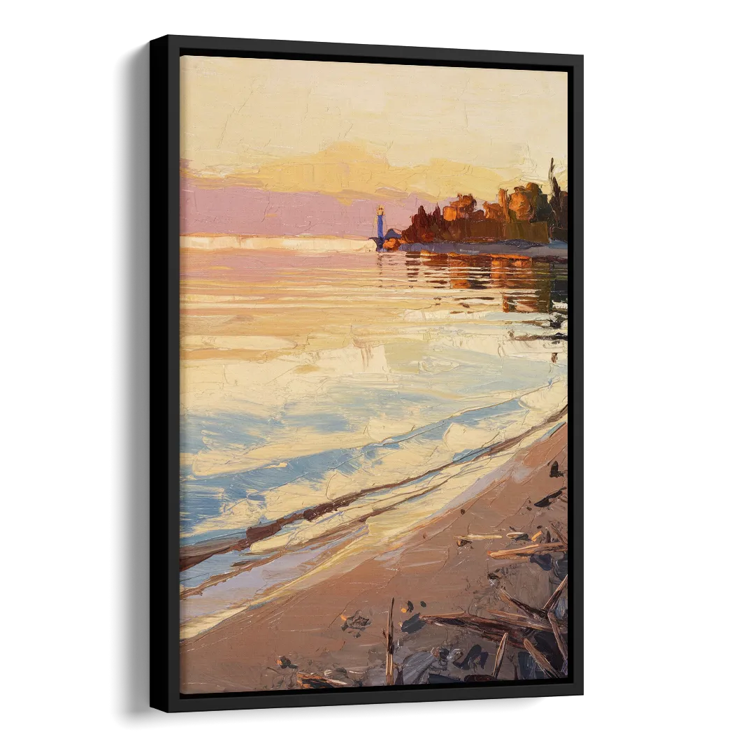 Traverse City Grand Traverse Bay Side - Black Canvas Wall Art