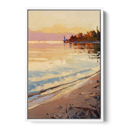 Traverse City Grand Traverse Bay Front - White Canvas Wall Art