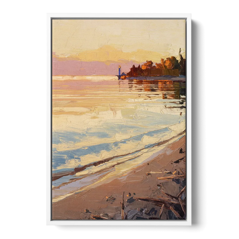 Traverse City Grand Traverse Bay Front - White Canvas Wall Art