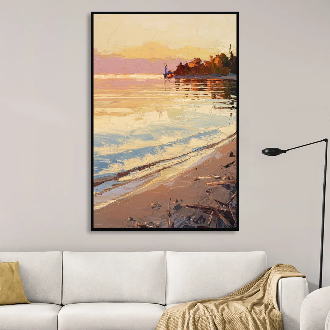 Traverse City Grand Traverse Bay Living Room - Black Canvas Wall Art