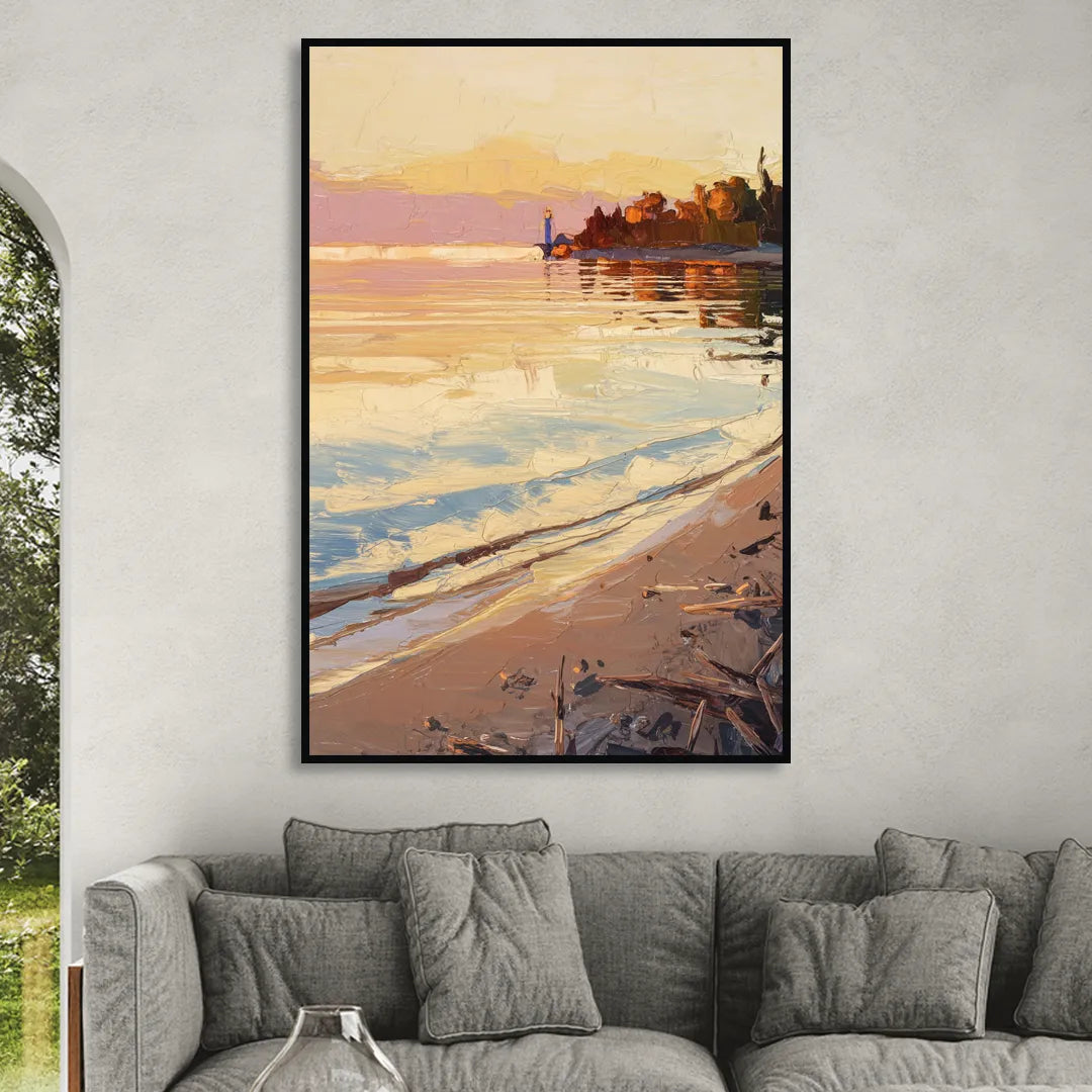 Traverse City Grand Traverse Bay Sitting Room - Black Canvas Wall Art