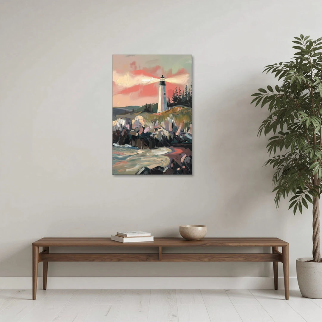 Traverse City Lighthouse View - Canvas Wall Art - Coffee Table - 24x36