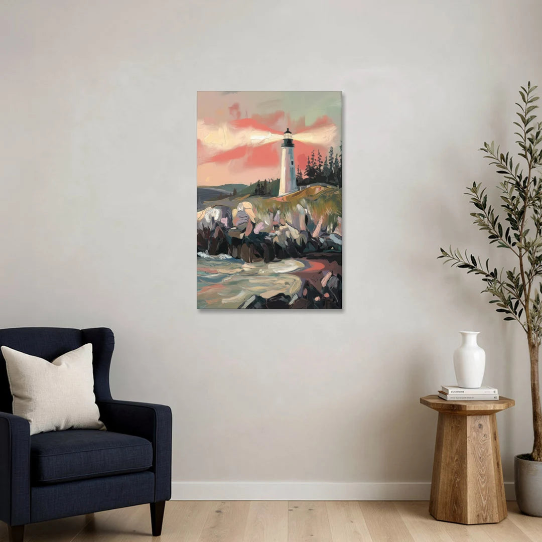 Traverse City Lighthouse View - Canvas Wall Art - Sofa - 24x36