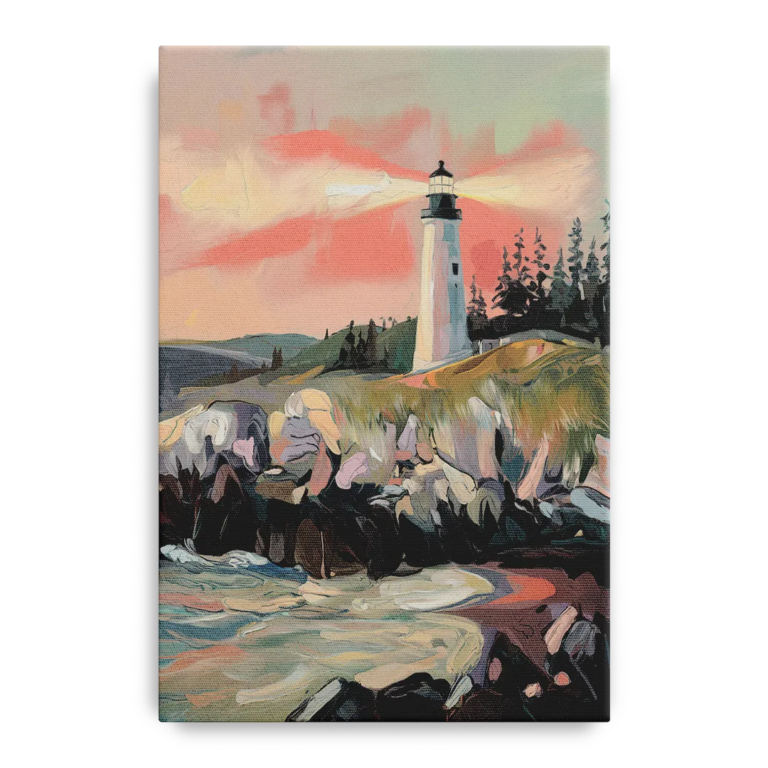 Traverse City Lighthouse View Front - Canvas Wall Art