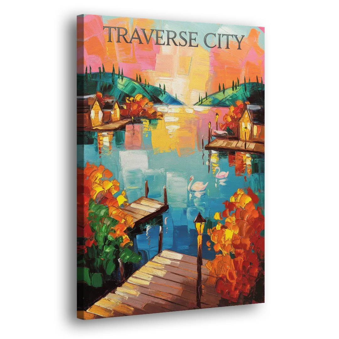 Traverse City Scenic Waterfront Side - Canvas Wall Art