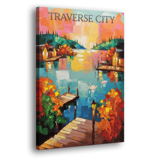 Traverse City Scenic Waterfront Side - Canvas Wall Art