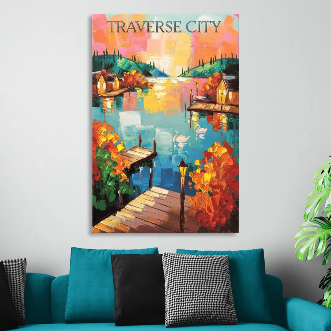 Traverse City Scenic Waterfront Sitting Room - Canvas Wall Art