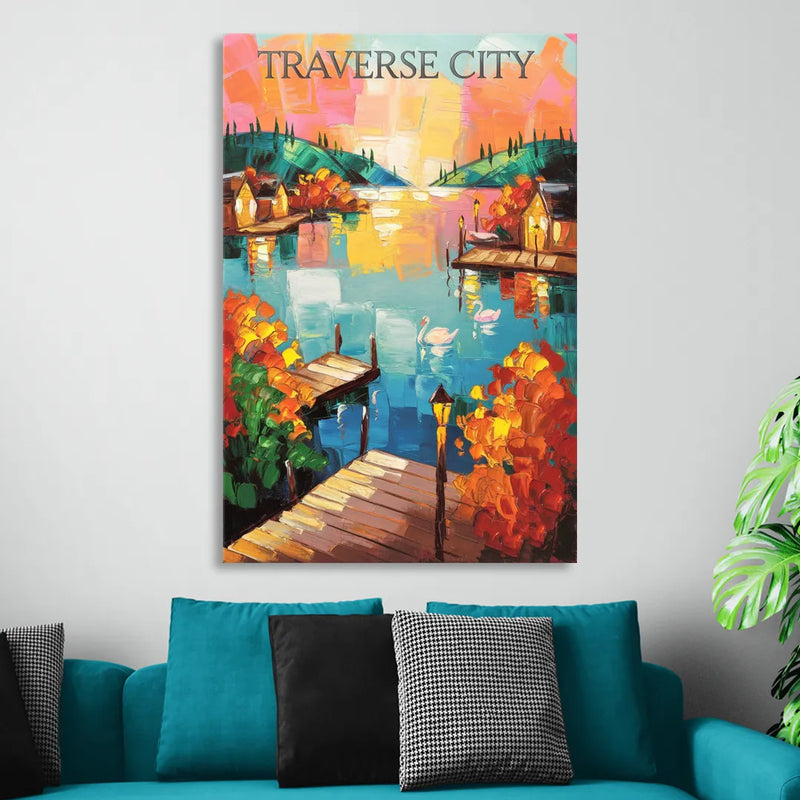 Traverse City Scenic Waterfront Sitting Room - Canvas Wall Art