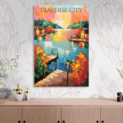 Traverse City Scenic Waterfront Living Room - Canvas Wall Art