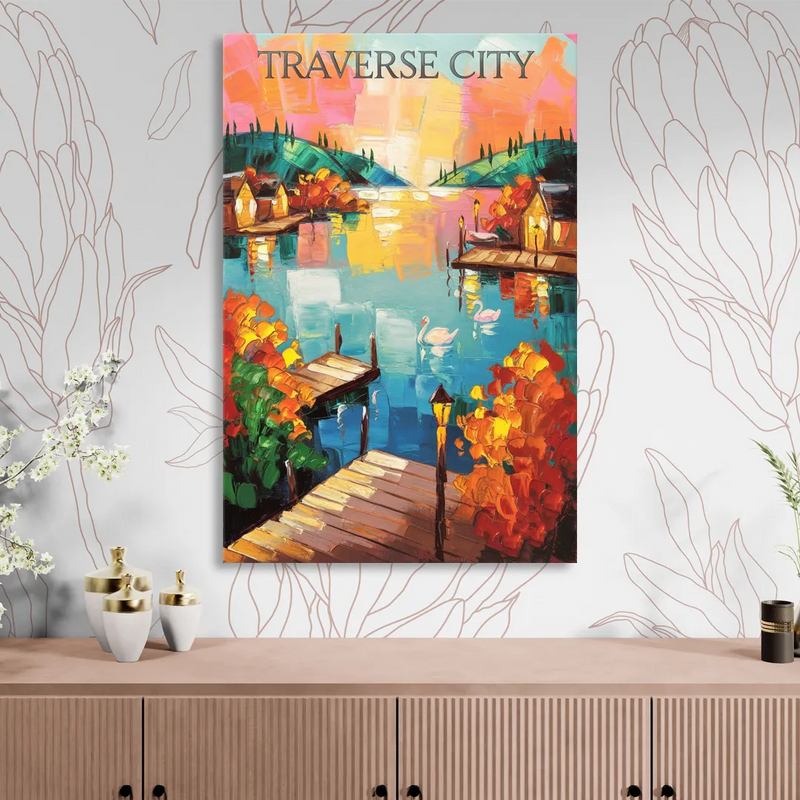 Traverse City Scenic Waterfront Living Room - Canvas Wall Art