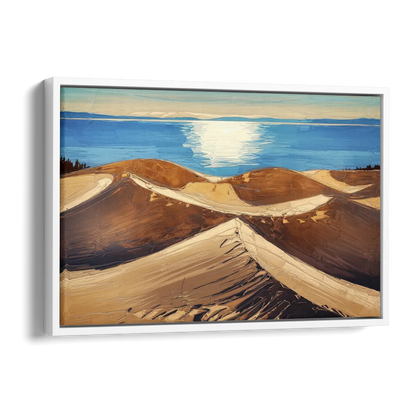 Traverse City Sleeping Bear Dunes Side - White Canvas Wall Art