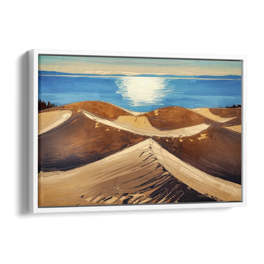 Traverse City Sleeping Bear Dunes Side - White Canvas Wall Art