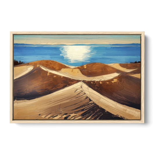 Traverse City Sleeping Bear Dunes - Oak Framed Canvas Wall Art - Front