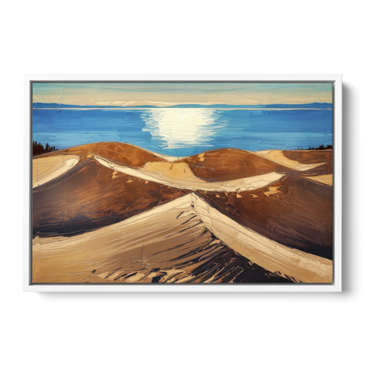 Traverse City Sleeping Bear Dunes - White Framed Canvas Wall Art - Front