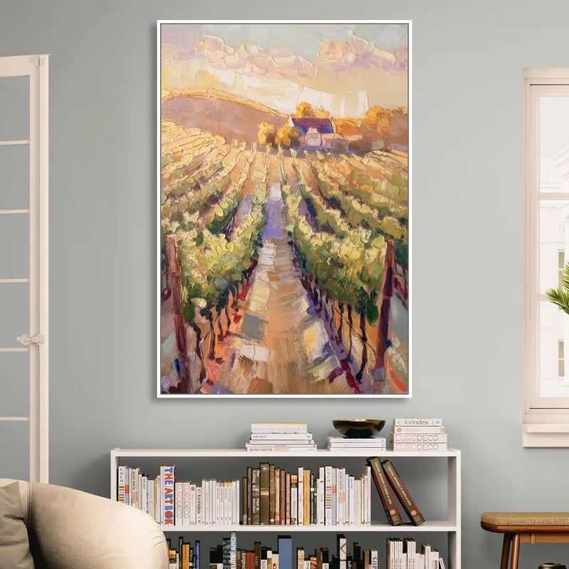 Traverse City Vineyard Scenery Living Room - White Canvas Wall Art