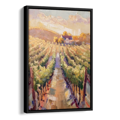Traverse City Vineyard Scenery Side - Black Canvas Wall Art