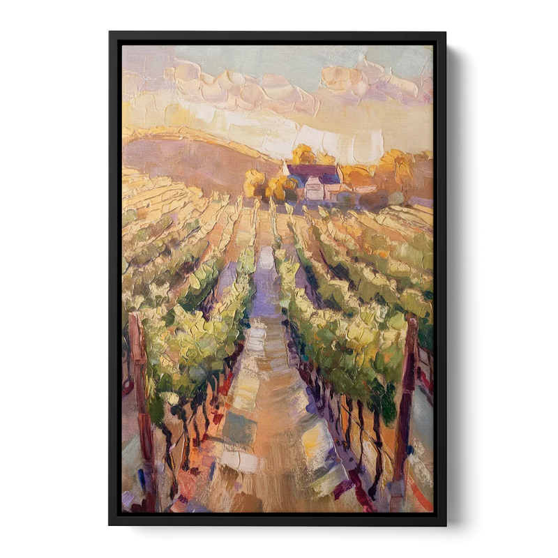 Traverse City Vineyard Scenery Front - Black Canvas Wall Art