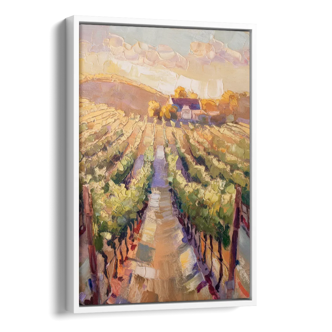 Traverse City Vineyard Scenery Side - White Canvas Wall Art