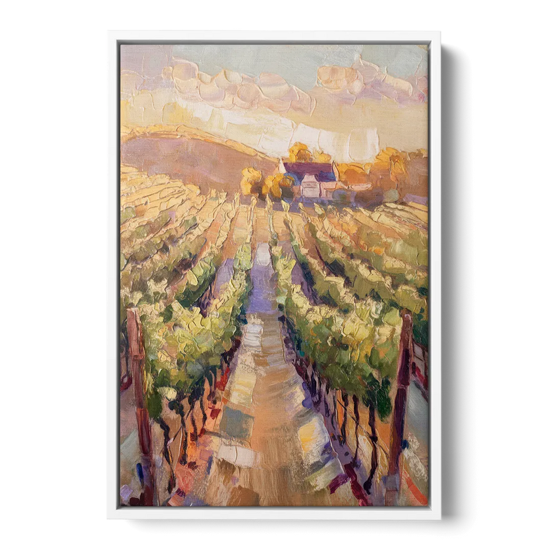 Traverse City Vineyard Scenery Front - White Canvas Wall Art