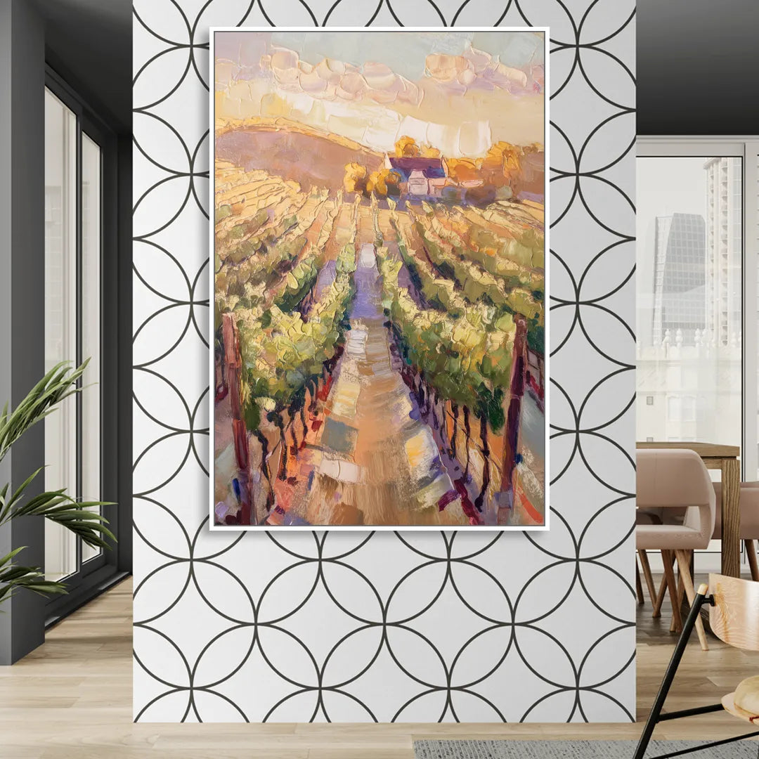 Traverse City Vineyard Scenery Sitting Room - White Canvas Wall Art