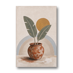 Tropical Plants Wall Art with a Honey Sun - Canvas Wall Art - Front