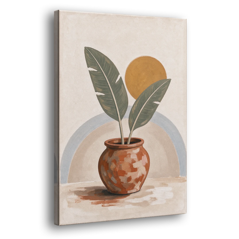 Tropical Plants Wall Art with a Honey Sun - Canvas Wall Art - Side