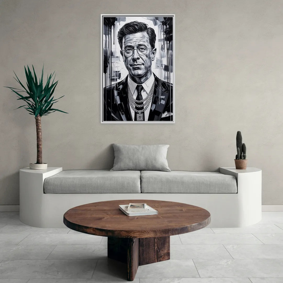 Truth Line - Living Room White Frame Canvas