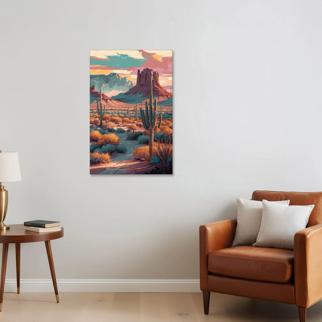 Tucson Cactus Landscape - Canvas Wall Art - Sofa - 24x36