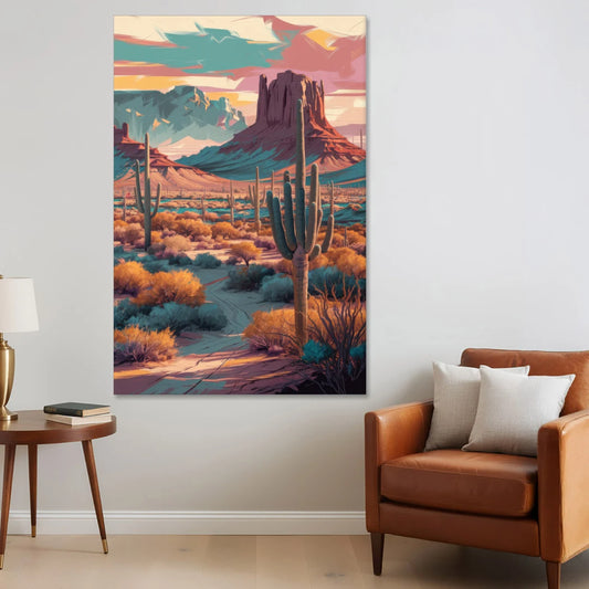 Tucson Cactus Landscape - Canvas Wall Art - Sofa - 40x60