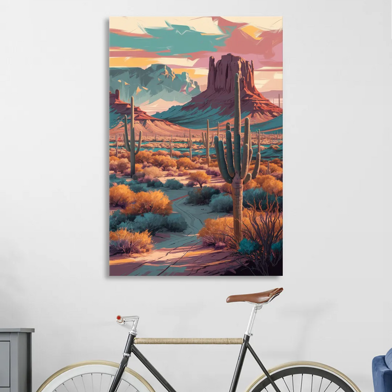 Tucson Cactus Landscape Sitting Room - Canvas Wall Art