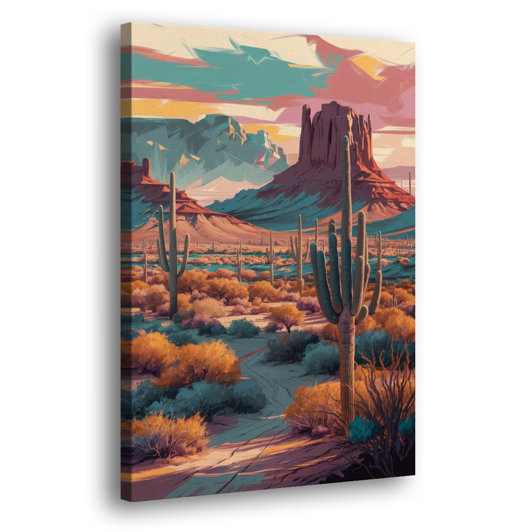 Tucson Cactus Landscape Side - Canvas Wall Art