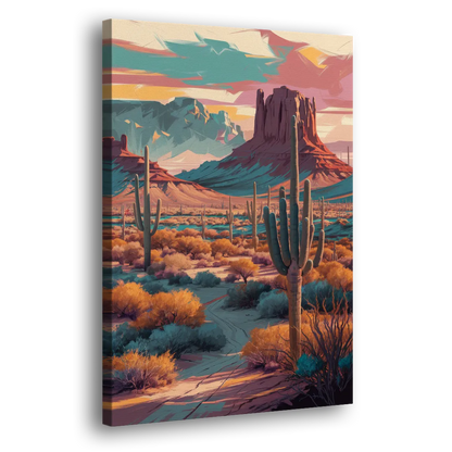 Tucson Cactus Landscape Side - Canvas Wall Art