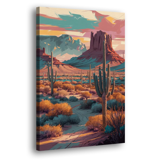 Tucson Cactus Landscape Side - Canvas Wall Art