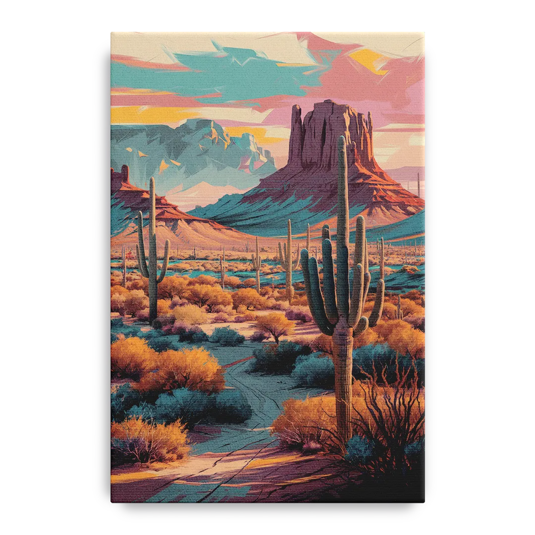 Tucson Cactus Landscape Front - Canvas Wall Art
