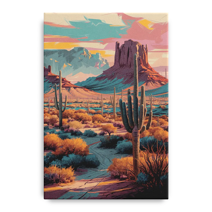 Tucson Cactus Landscape Front - Canvas Wall Art