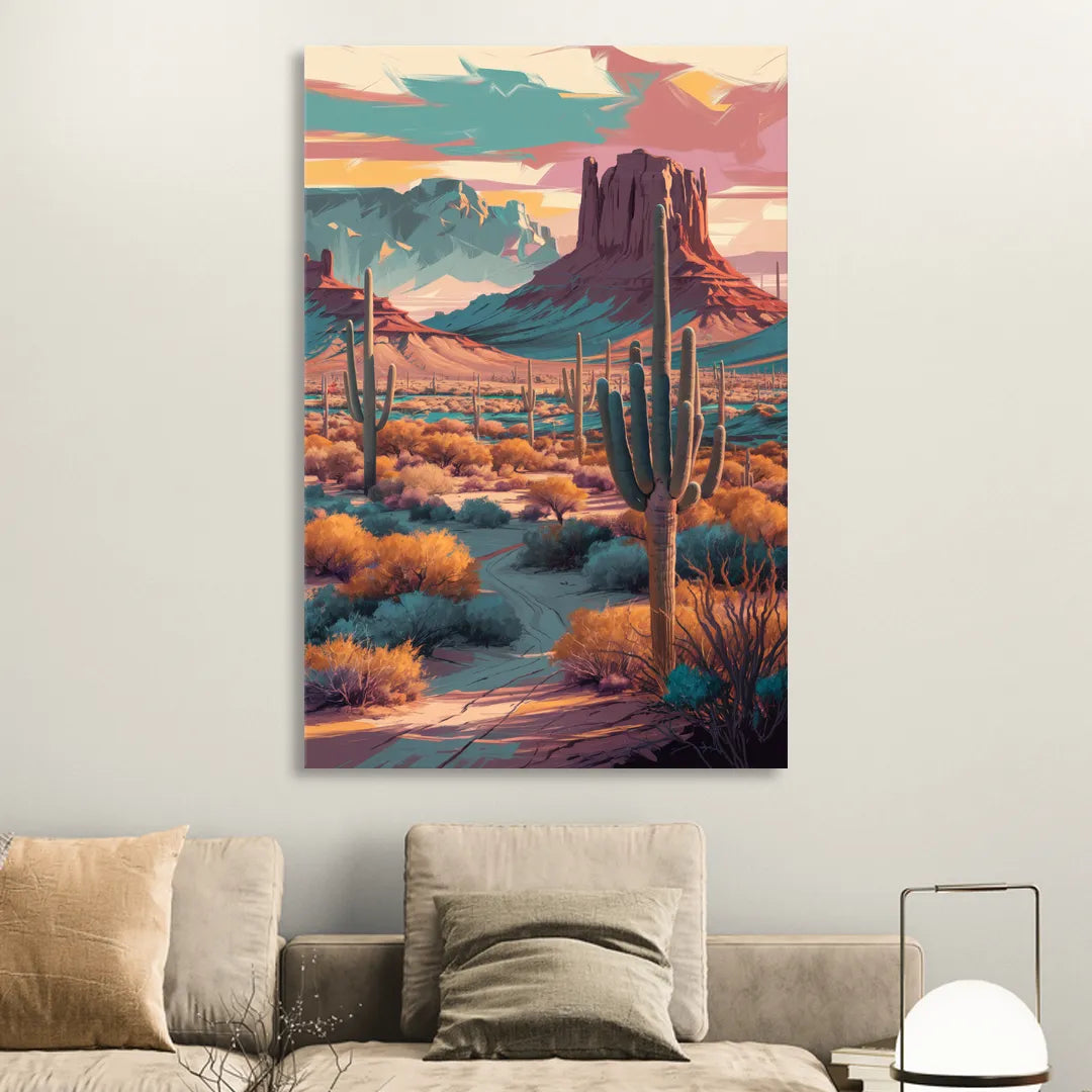 Tucson Cactus Landscape Living Room - Canvas Wall Art