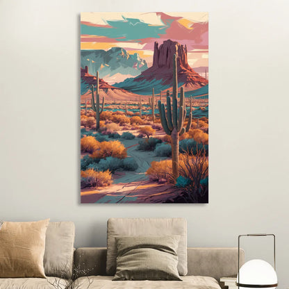 Tucson Cactus Landscape Living Room - Canvas Wall Art