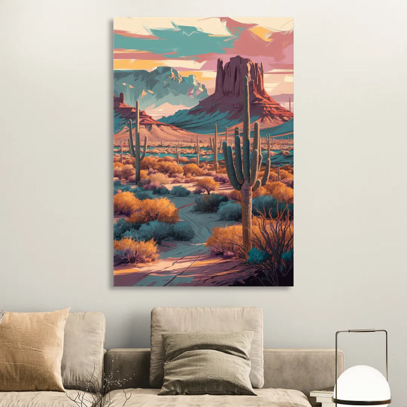 Tucson Cactus Landscape Living Room - Canvas Wall Art