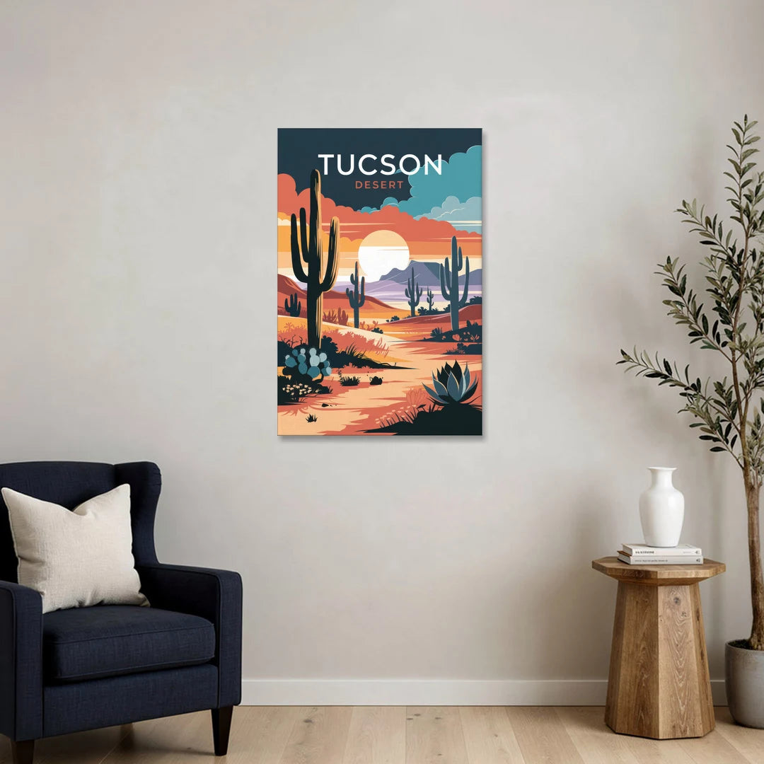 Tucson Desert Sunset - Canvas Wall Art - Sofa - 24x36