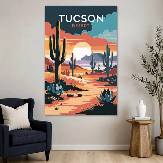 Tucson Desert Sunset - Canvas Wall Art - Sofa - 40x60