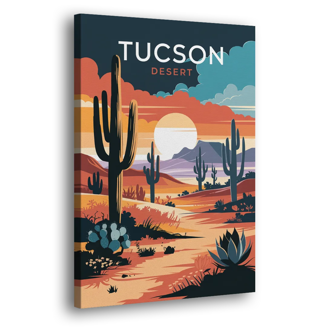 Tucson Desert Sunset Side - Canvas Wall Art