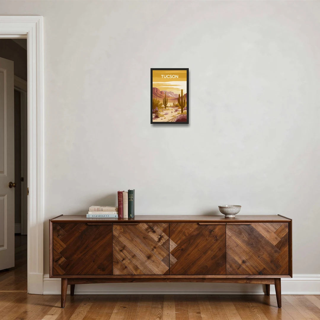 Tucson Mountain Views - Black Framed Canvas Wall Art - Coffee Table - 12x18